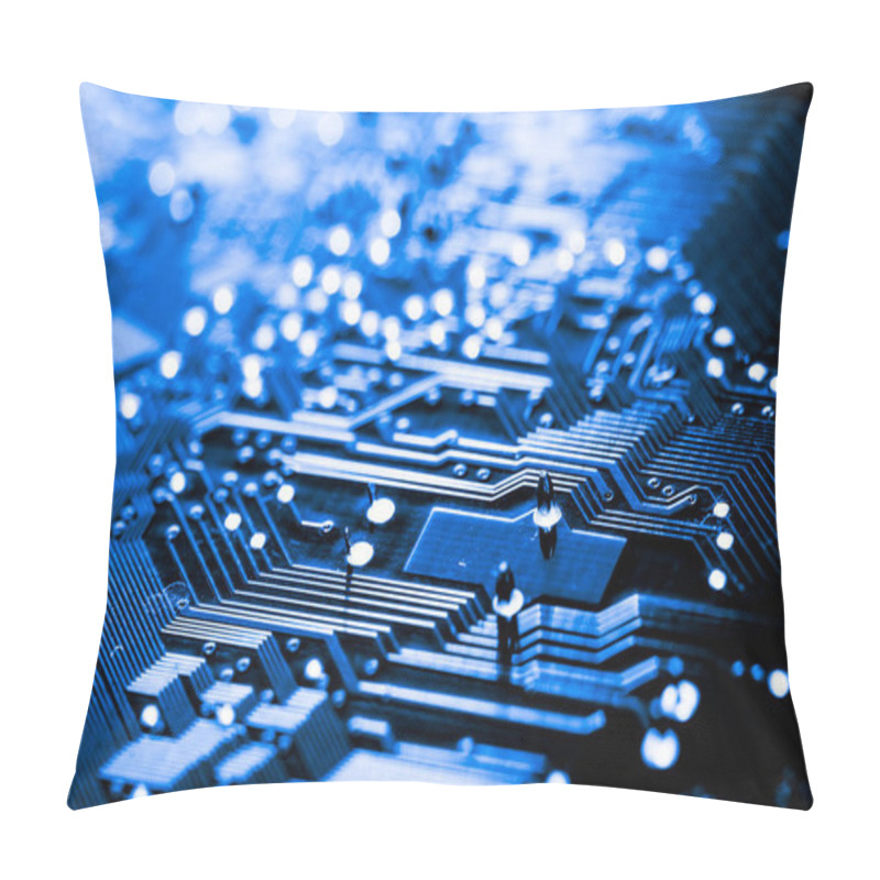 Personality  Abstract,Close Up Of Circuits Electronic On Mainboard Computer Technology Background. (logic Board,cpu Motherboard,Main Board,system Board,mobo) Pillow Covers