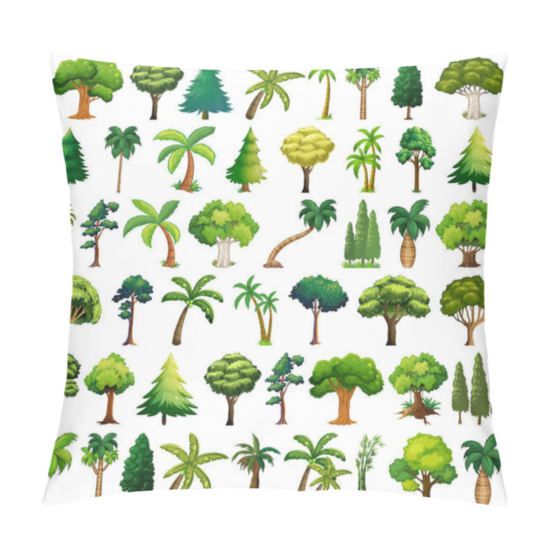 Personality  Set Of Variety Plants And Trees Illustration Pillow Covers