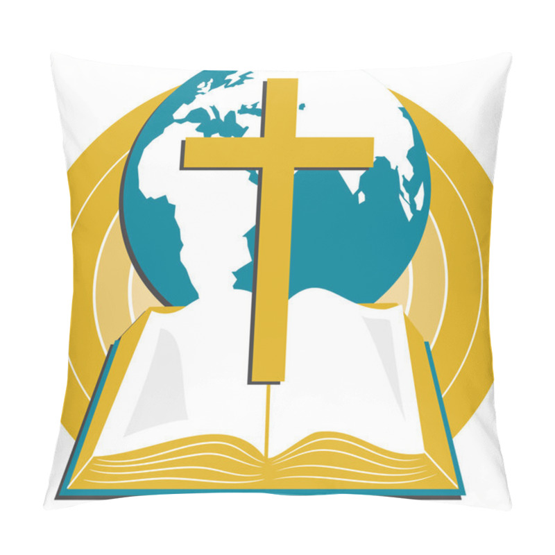 Personality  Globe Of The World With The Cross Of Calvary And A Holy Bible Pillow Covers