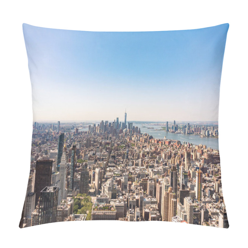 Personality  New York City, USA - August 9, 2019:The Famous View Of Manhattan From The Observation Deck Of The Empire State Building On A Sunny Day Pillow Covers