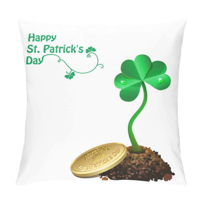 Personality  Gold Coin On Pile Of Soil And Leaf Clovers. Happy St. Patrick's Day Pillow Covers