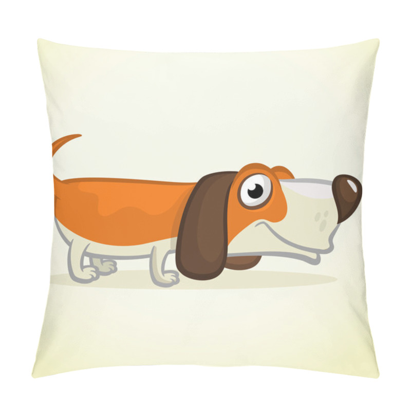 Personality  Cute Basset Hound Dog Cartoon. Vector Illustration Isolated On White Background Pillow Covers