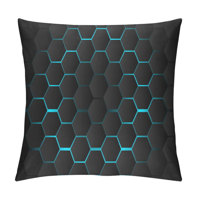 Personality  Abstract Black Hexagon Pattern On Light Blue Background Technolo Pillow Covers