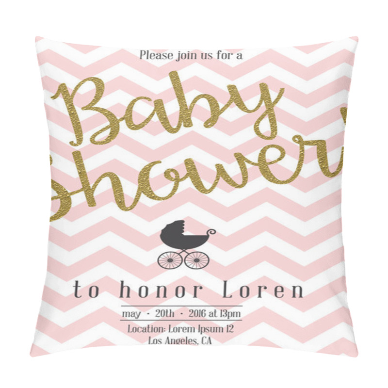 Personality  Baby Shower Invitation With Golden Detail Pillow Covers