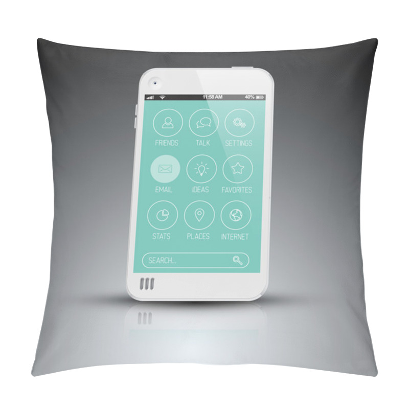 Personality  Modern Mobile Phone With Flat User Interface Pillow Covers