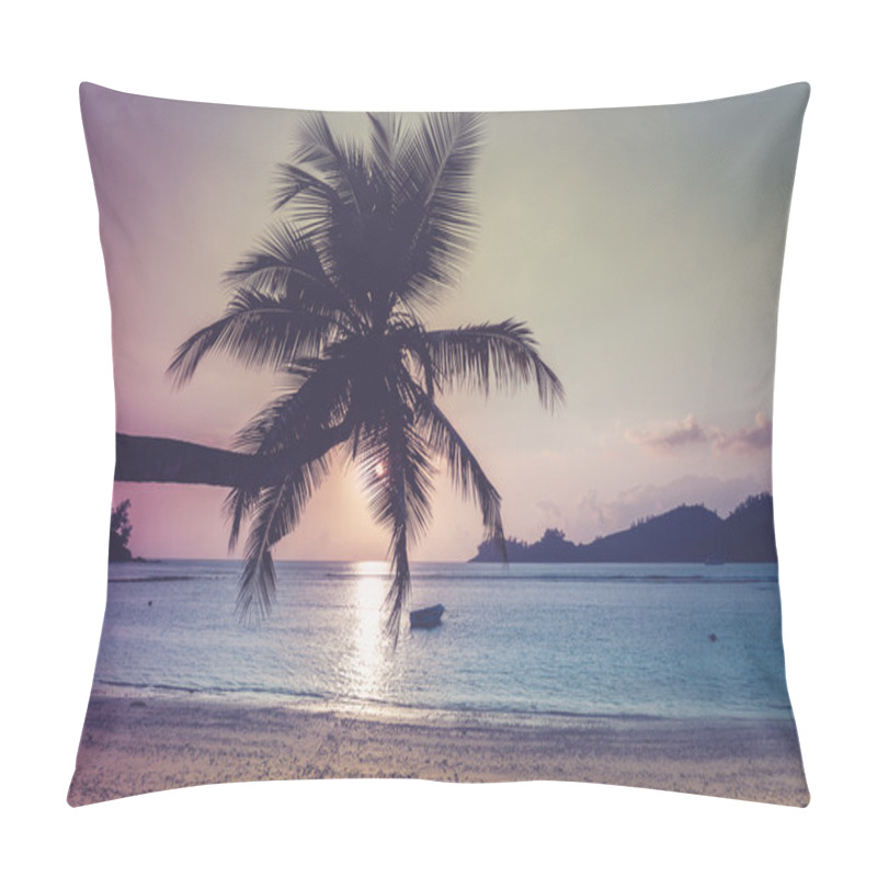 Personality  Tropical Beach At Mahe Island Seychelles Pillow Covers