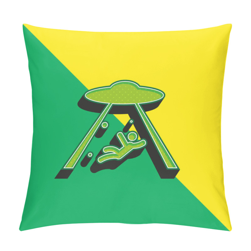 Personality  Abduction Green And Yellow Modern 3d Vector Icon Logo Pillow Covers