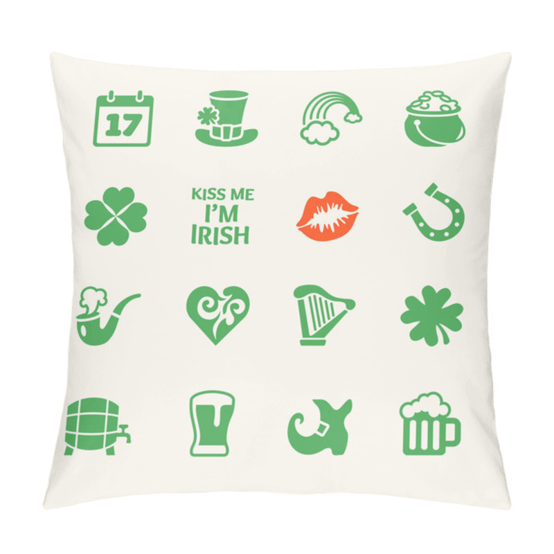 Personality  Saint Patrick's Day. Universal Flat Icons Set Pillow Covers