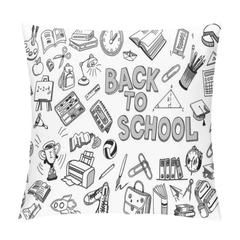 Personality  School And Education Illustration Doodles Hand Drawn Sketch With Symbols And Objects Pillow Covers