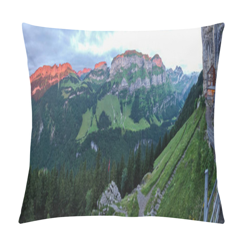 Personality  Ebenalp, Switzerland - 13 July 2024: View At The Famous Mountain Guesthouse Aescher At Ebenalp In The Swiss Alps Pillow Covers