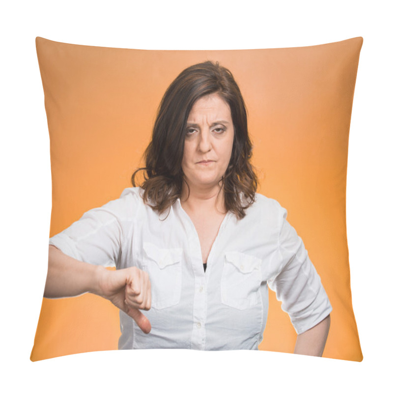 Personality  Pissed Off Woman, Giving Thumb Down Pillow Covers