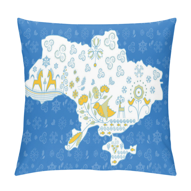 Personality  Map Of Ukraine Blue Pillow Covers