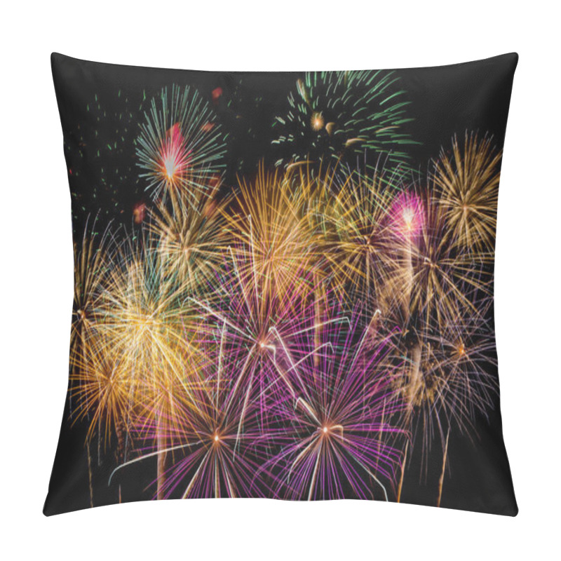 Personality  Fireworks Celebration At Night On  New Year And Copy Space Pillow Covers