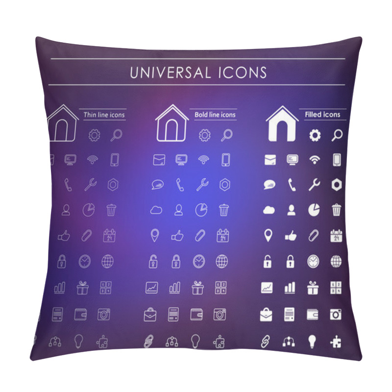 Personality  A Set Of Universal White Icons Pillow Covers