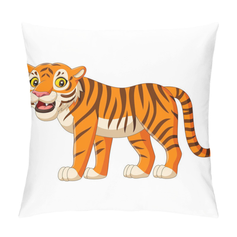 Personality  Vector Illustration Of Cartoon Tiger Isolated On White Background Pillow Covers