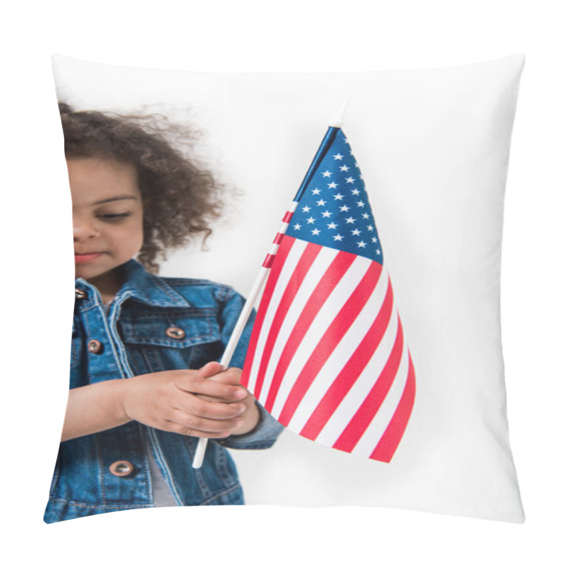 Personality  Baby Girl With American Flag Pillow Covers