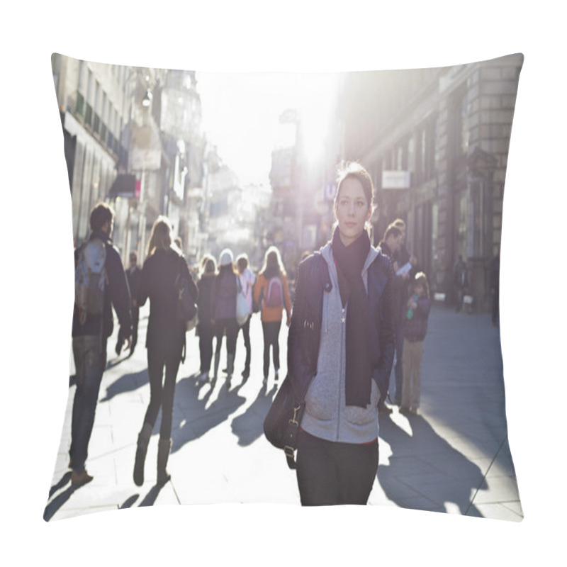 Personality  Urban Girl At A City Street Pillow Covers