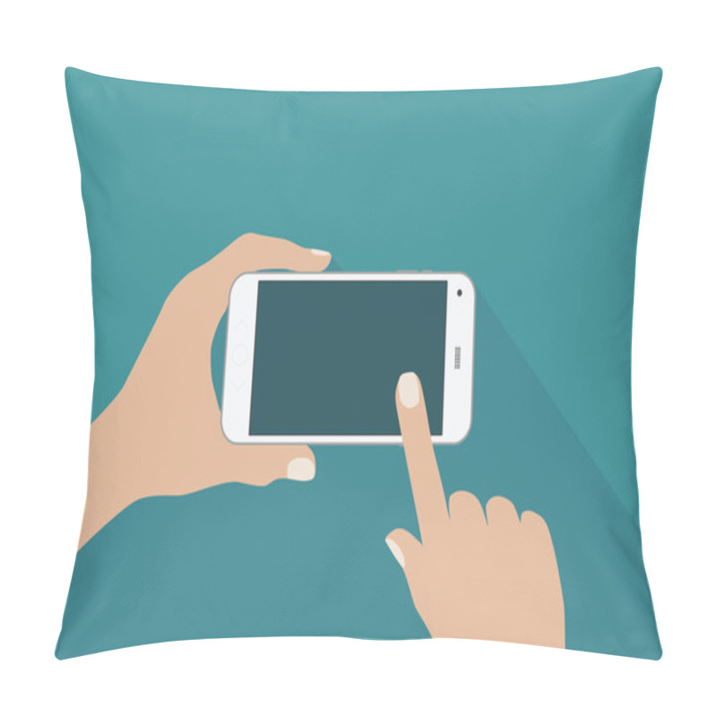 Personality  Hands Holding Smartphone (vector) Pillow Covers