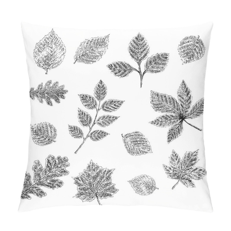 Personality  Hand Drawn Leaves Isolated On White Background Pillow Covers