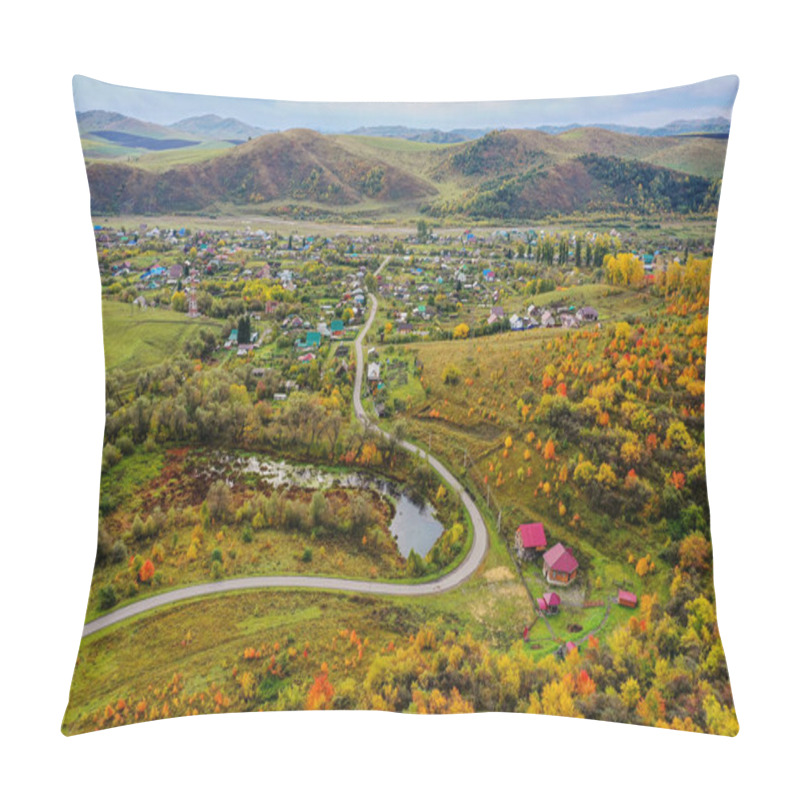 Personality  Altai Mountains In Autumn. Cherginsky Ridge. Altayskoye Village. Surroundings Of Belokurikha Resort. Aerial View. Pillow Covers