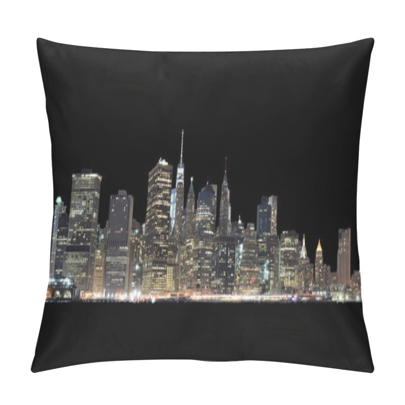 Personality  Manhattan Skyline At Night Isolated On Black. Pillow Covers