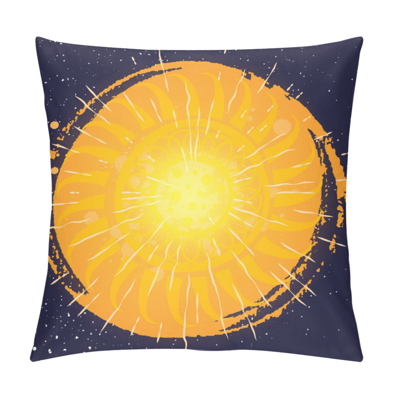 Personality  Decorative Oriental Style Sun Or Moon On Dark Space With Stars. Sun Medallion Ornament. Ethnic Decorative And Detailed. Sacred Moon Or Sun Alchemy Occult And Mystic Symbol. Flesh Tattoo Design Vector. Pillow Covers