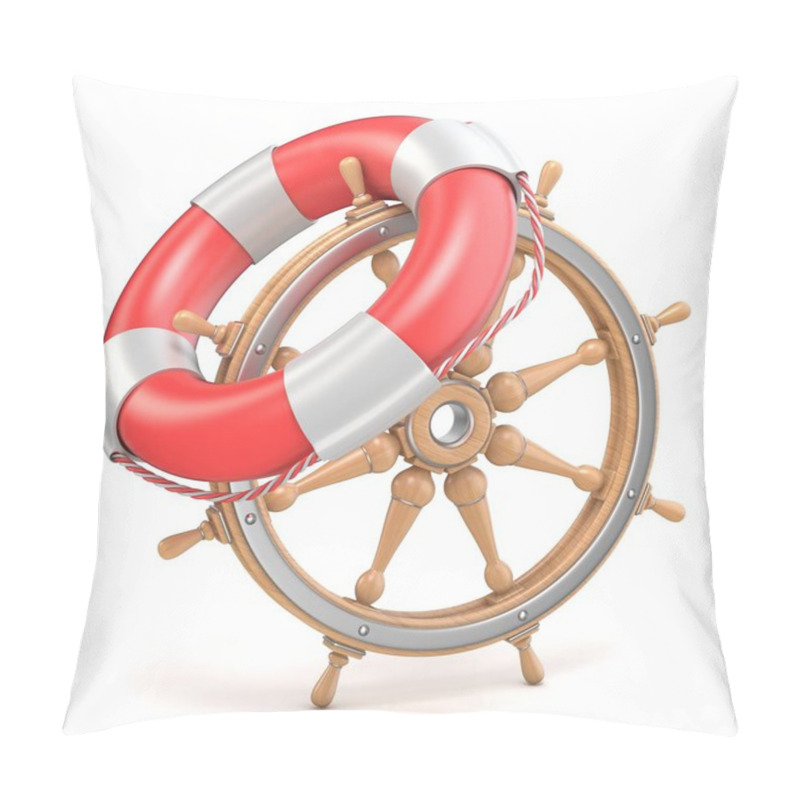 Personality  Wooden Ship Wheel And Life Buoy 3D Pillow Covers