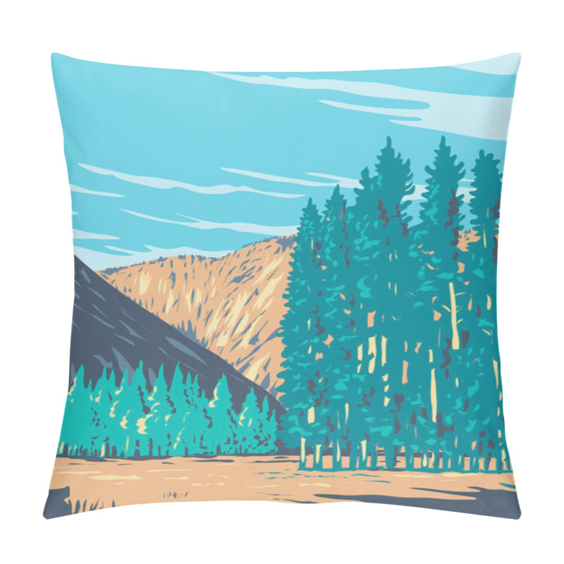 Personality  WPA Poster Art Of The Tuolumne Meadows In The Eastern Section Of Yosemite National Park, California USA Done In Works Project Administration Or Federal Art Project Style Or Federal Art Project Style. Pillow Covers