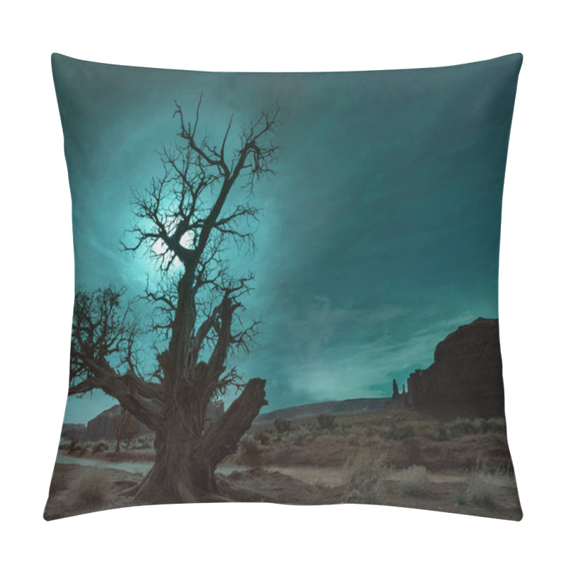 Personality  Lonely Tree In The Desert Under Night Sky Pillow Covers