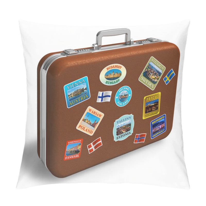 Personality  Leather Travel Suitcase With Labels Pillow Covers