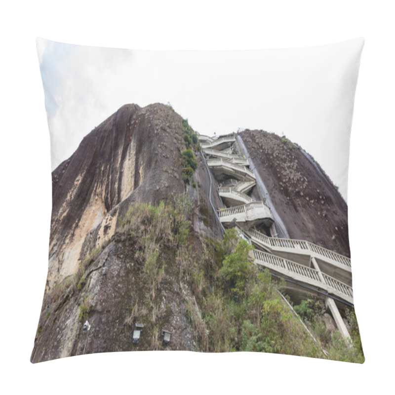 Personality  The Rock Of El Penol With Its Staircase Leading To The Summit, Located In Guatape, Antioquia, Colombia, A Popular Tourist Destination In South America Pillow Covers