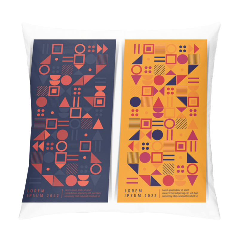 Personality  Vertical Retro Flyer Template With Geometric Shape Compositions. Vector Illustration. Pillow Covers