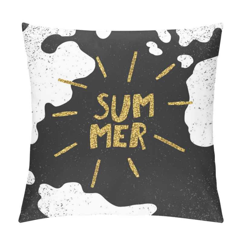 Personality  Golden Glitter Rays With Letters Summer Pillow Covers