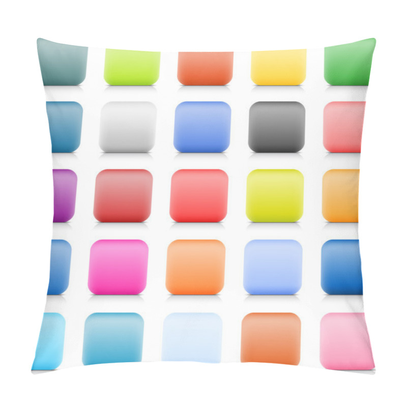 Personality  Blank Web Button With Shadow And Reflection On White Background. 25 Colored Satin Variation For Rounded Square Icon. This Vector Illustration Created In The Technique Of Wire Mesh Pillow Covers