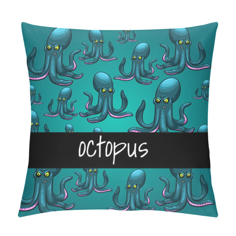 Personality  Big Collection Octopuses On A Green Background Pillow Covers