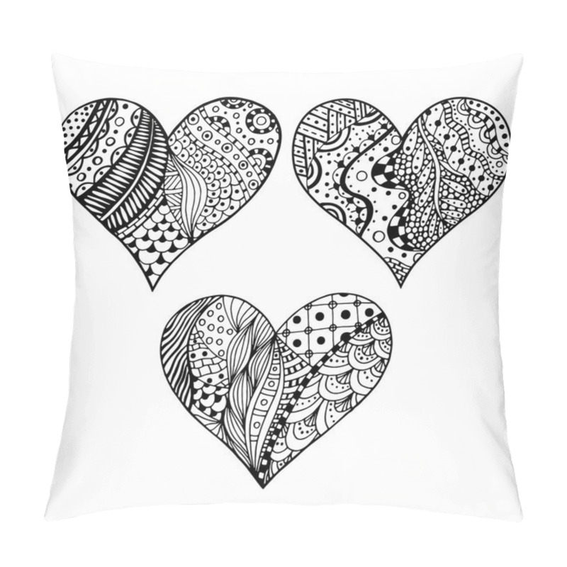 Personality  Set Of Hand Drawn Hearts Pillow Covers