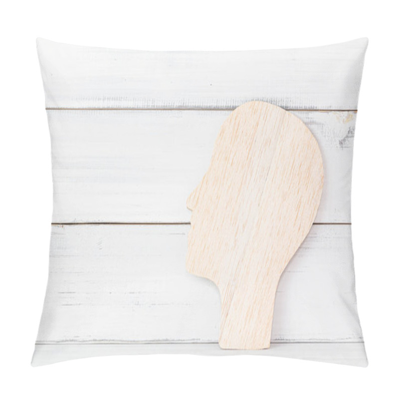 Personality  Wooden Profile Of A Human Head On White Rustic Wooden Background Pillow Covers