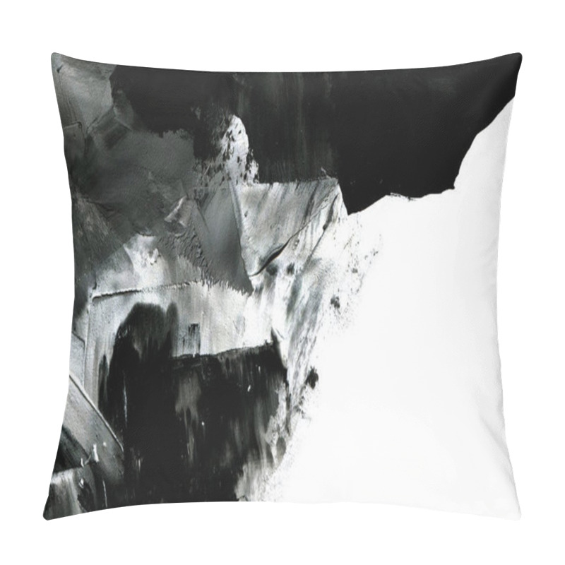 Personality  Abstract Ink Background. Marble Style. Black Paint Stroke Texture On White Paper. Wallpaper For Web And Game Design. Grunge Mud Art. Macro Image Of Pen Juice. Dark Smear Pillow Covers