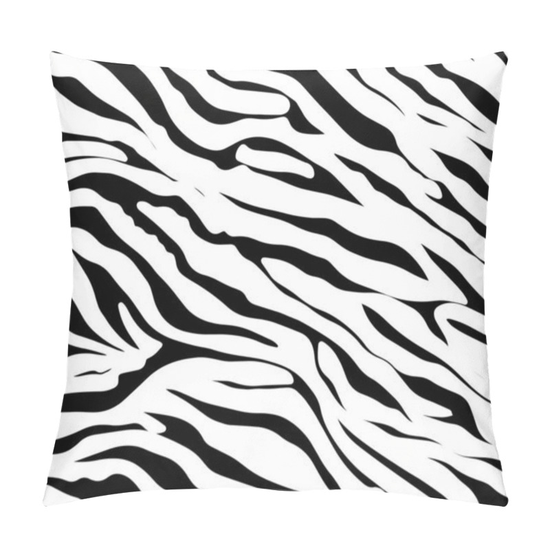 Personality  Full Seamless Zebra Tiger Pattern Textile Texture. Vector Background. Black And White Animal Skin For Women Dress Fabric Print. Pillow Covers