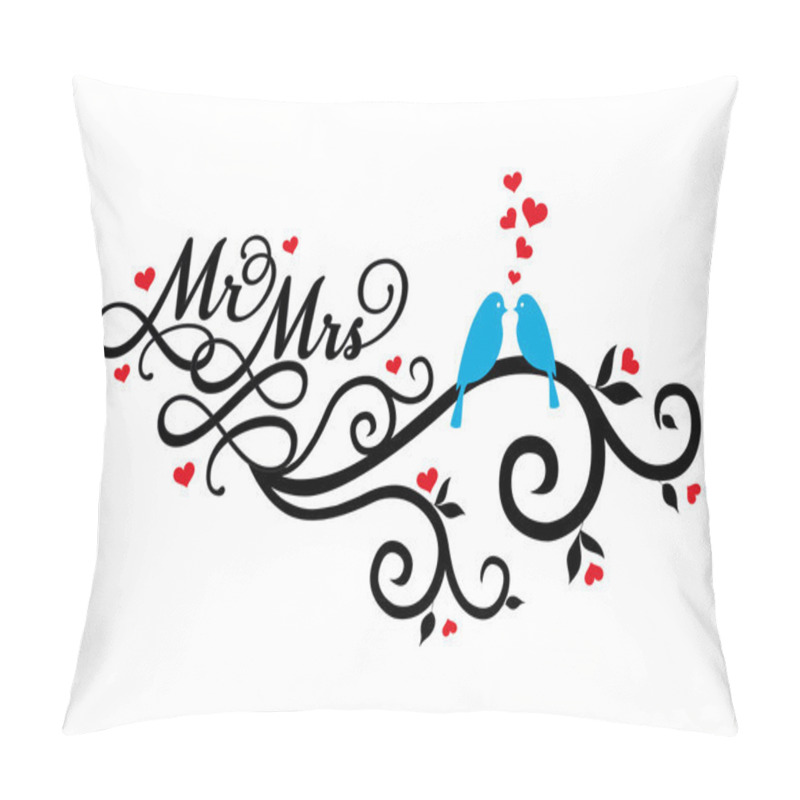 Personality  Mr And Mrs Wedding Birds, Vector Pillow Covers