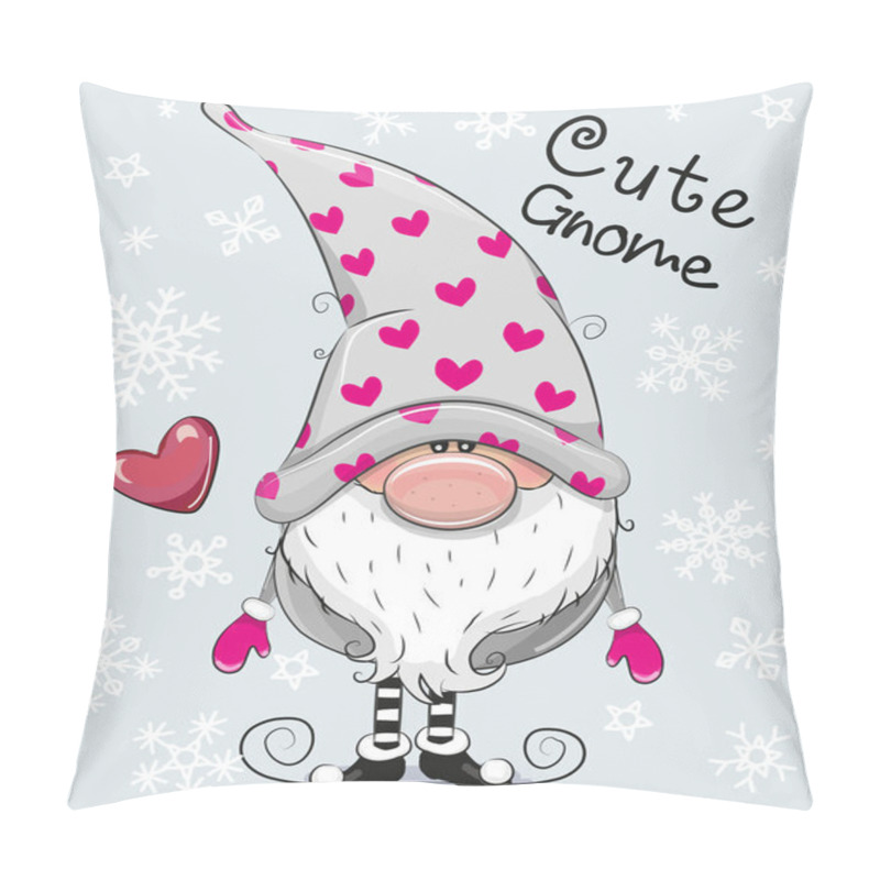 Personality  Cartoon Gnome On A Blue Background Pillow Covers