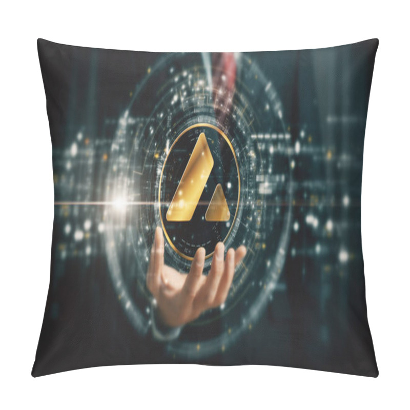 Personality  Futuristic Digital Background Highlighting Advanced Cryptocurrency And Encryption Technology, Featuring Blockchain Networks And Secure Cryptographic Systems - AVAX Crypto Pillow Covers