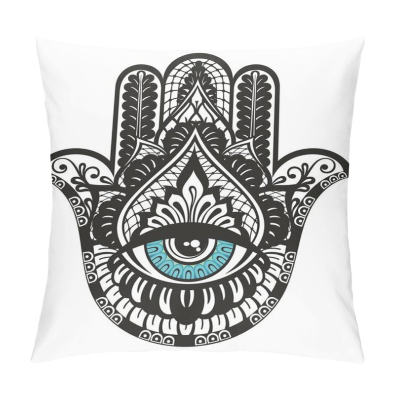 Personality  Hamsa Icon In Black Style Isolated On White Background. Religion Symbol Stock Vector Illustration Pillow Covers