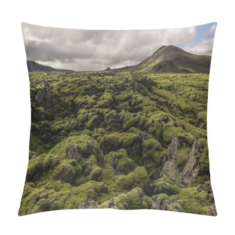 Personality  Majestic Landscape With Scenic Mountains, Moss And Cloudy Sky In Iceland   Pillow Covers