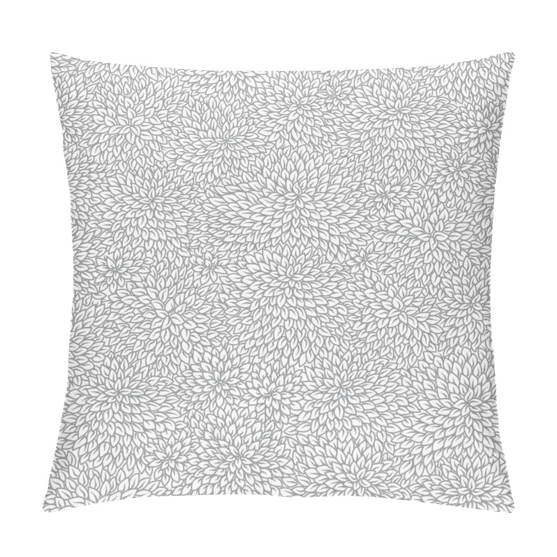 Personality  Vector Seamless Pattern Of Thin Contour Line Grey Leaves Foliage On A White Background Pillow Covers