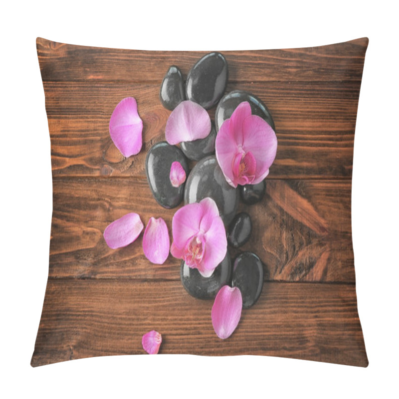 Personality  Spa Stones With Orchid Flowers  Pillow Covers