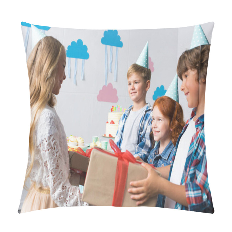 Personality  Children With Gifts At Birthday Party Pillow Covers