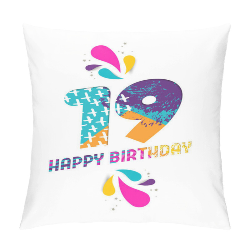 Personality  Happy Birthday 19 Year Paper Cut Greeting Card Pillow Covers