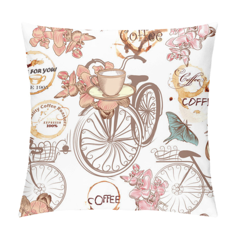 Personality  Cute Vector Pattern With Fake Bicycles And Flowers Pillow Covers