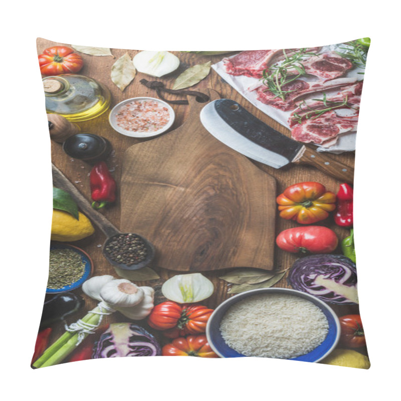 Personality  Raw Lamb With Cooking Ingredients Pillow Covers